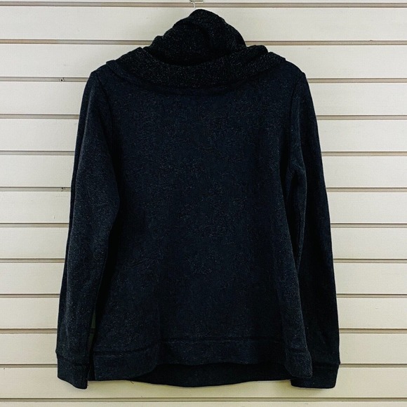Womens M J.Crew Funnel Neck Sweatshirt Heather Charcoal Front Pocket #E0820 - Picture 4 of 6